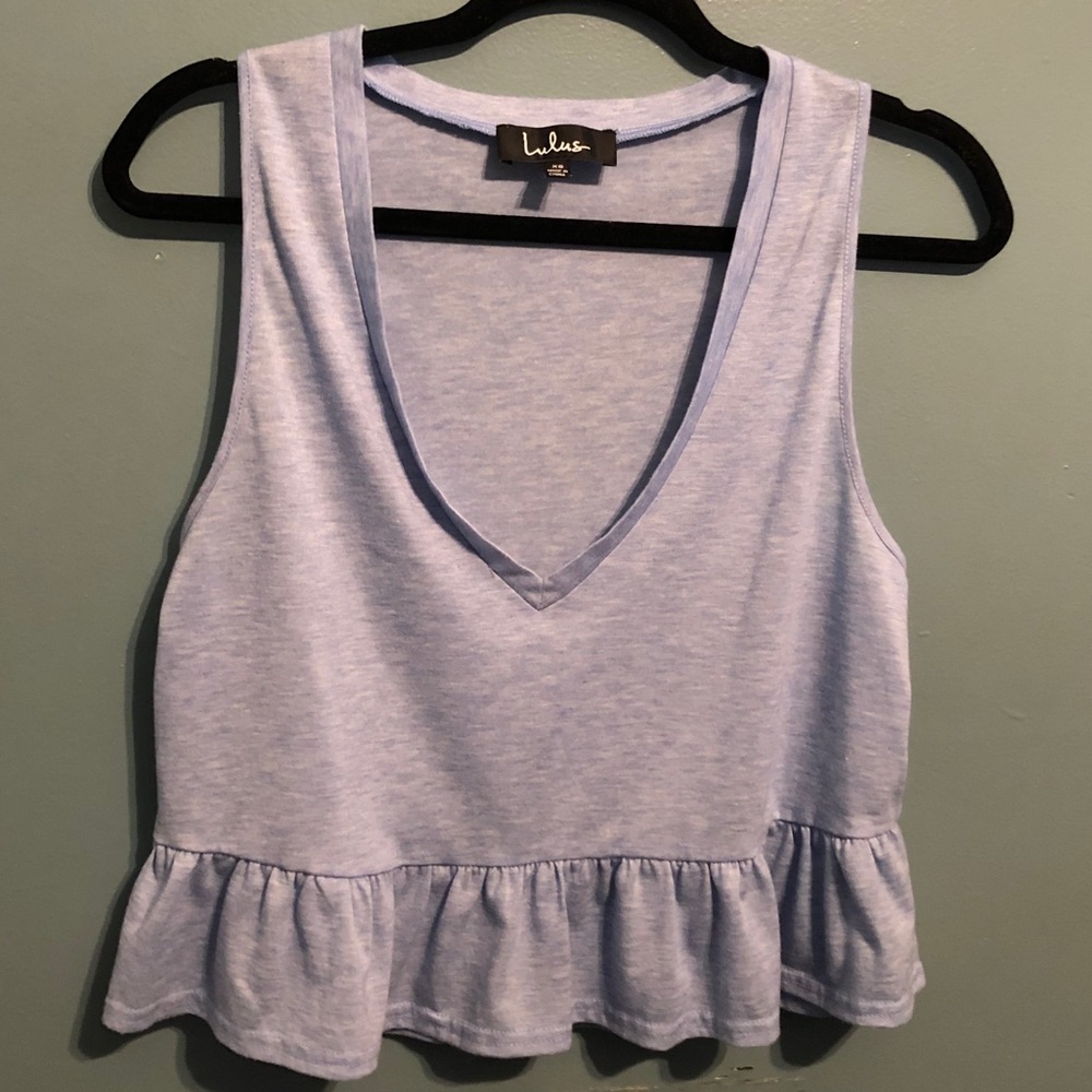Lulu's Light Lavender V-Neck Peplum Tank Top